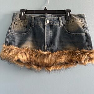 Shein Icon Women’s Faux Fur Lined Denim Skirt